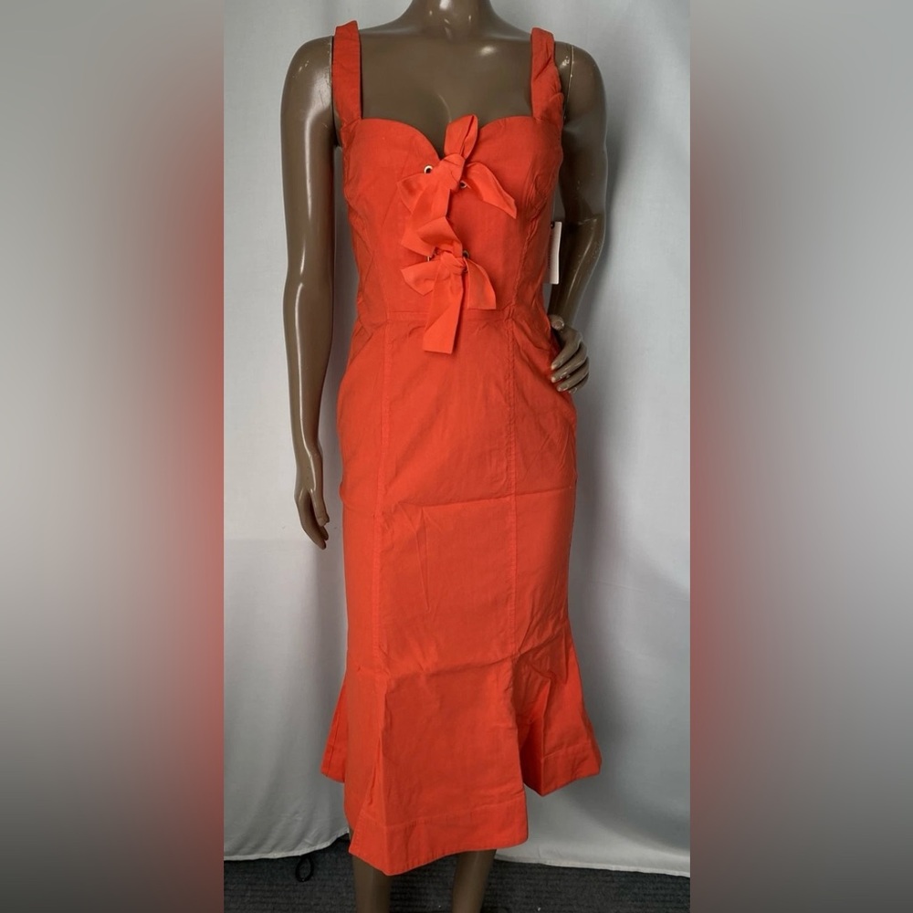 Anthropologie fitted linen dress size XS -Italian orange color N.W.T